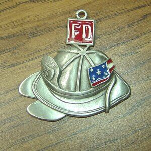 Crimzon Rose ornament-metal Firemen's hat/helmet-2002